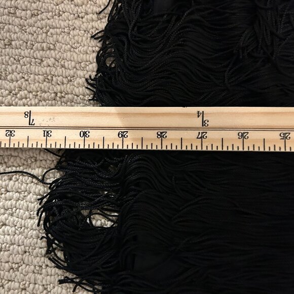 Vintage Pat Richards Fringe Slip Dress Womens Black Spaghetti Strap Tassel SZ12 - Picture 9 of 9